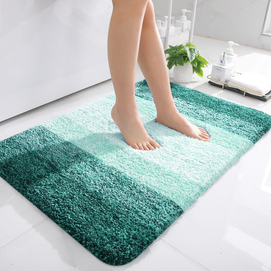 OLANLY Bathroom Rug Mat 36x24, Extra Soft and Absorbent Microfiber Bath Rugs, Non-Slip Plush Shaggy Bath Carpet, Machine Wash Dry, Bath Mats for Bathroom Floor, Tub and Shower, Blackish Green