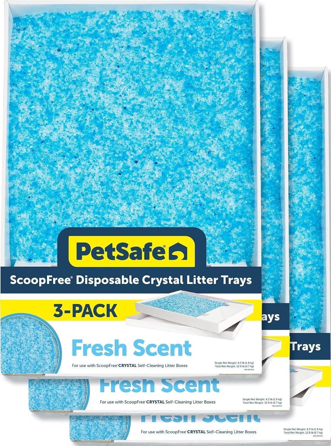 PetSafe ScoopFree Disposable Crystal Litter Tray, Fresh Scent, 3 Pack