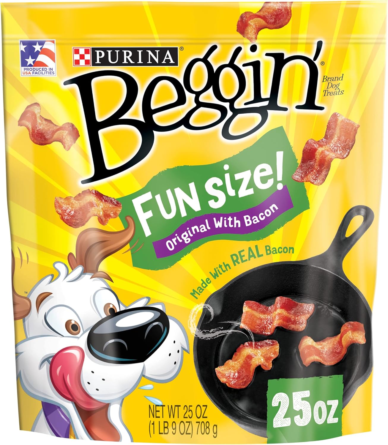 Purina Beggin' Fun Size Dog Treats, Original with Bacon, 25 oz Pouch