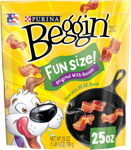 Purina Beggin' Fun Size Dog Treats, Original with Bacon, 25 oz Pouch