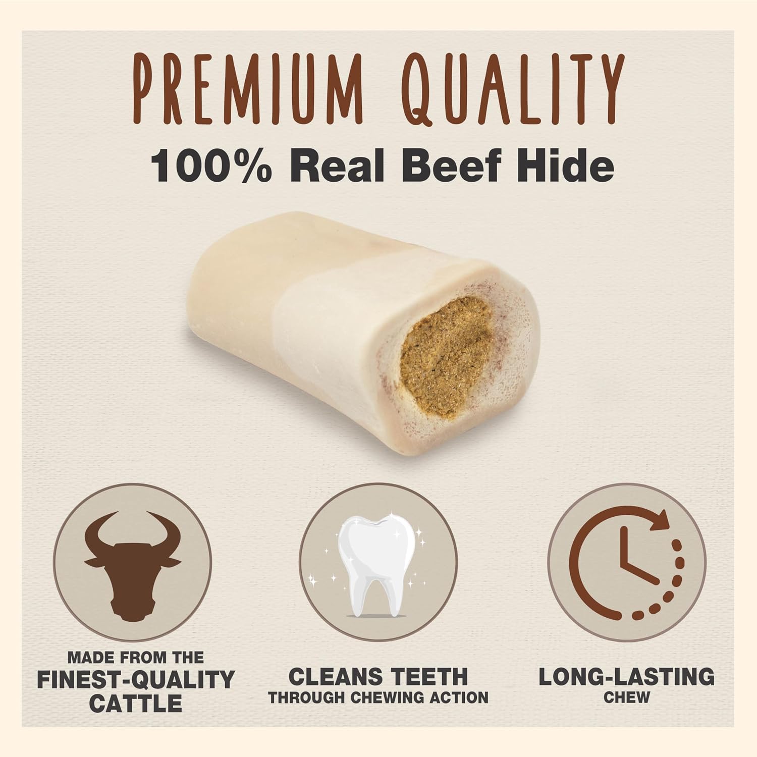 Cadet Stuffed Shin Bones for Dogs, Peanut Butter Flavor, Large, 5-6"