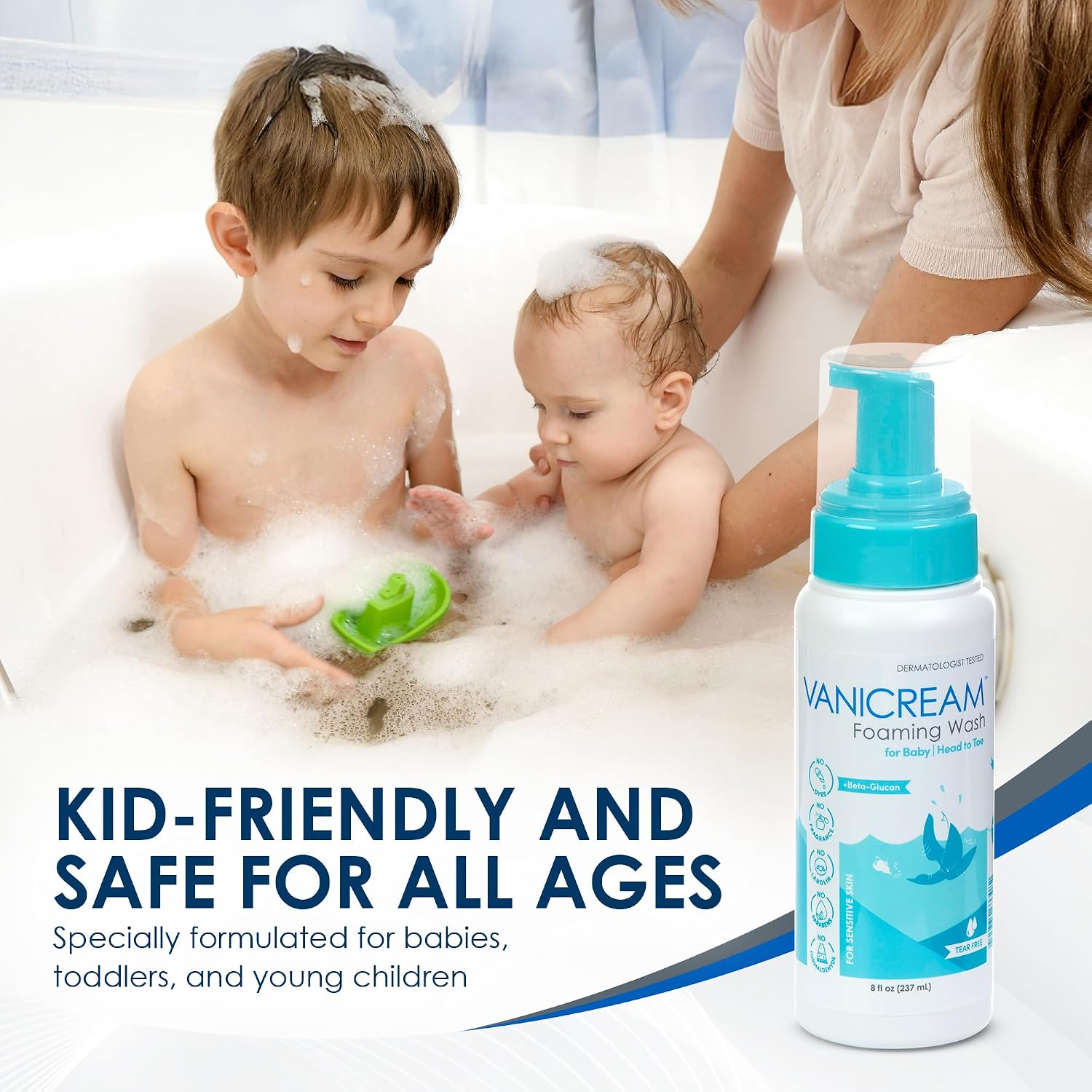 Vanicream Foaming Wash for Baby, Gentle Tear-Free Cleanse & Moisture, 8 Oz