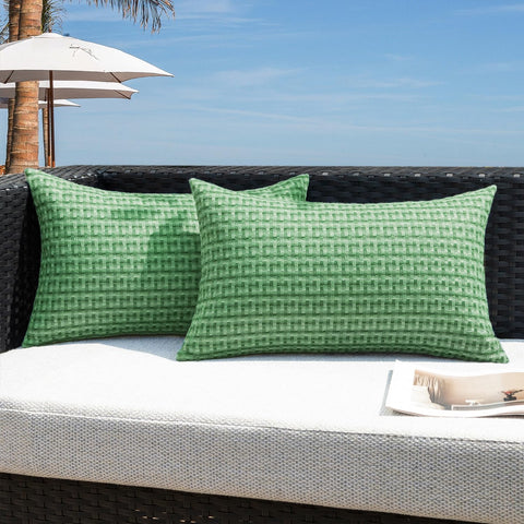 Kevin Textile Outdoor Waterproof 12"x24" Pillow Covers 2 Pack, Sage Green