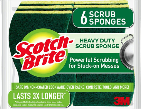 Scotch-Brite Heavy Duty Scrub Sponges, Sponges for Cleaning Kitchen and Household, Heavy Duty Sponges Safe for Non-Coated Cookware, 36 Scrubbing Sponges