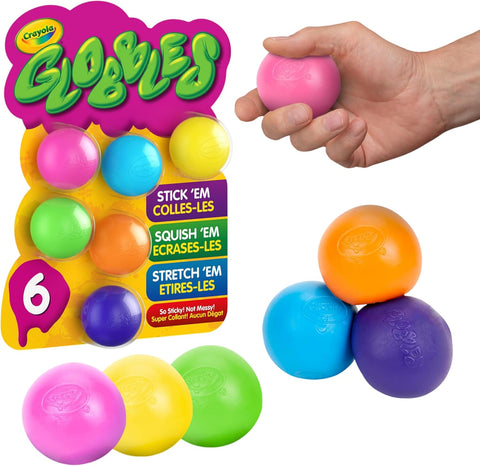 Crayola Globbles Fidget Toy (6ct), Sticky Stress Ball for Adults & Kids, Squishy Balls, Calming Sensory Gifts for Stress Relief