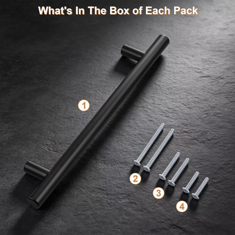 Probrico 25 Pack Holes Centers 7.5Inch(192mm) Black Kitchen Cabinet Pulls,Stainless Steel Dresser Drawer Handles,10inch Length Classic Pull Handle for Cabinets