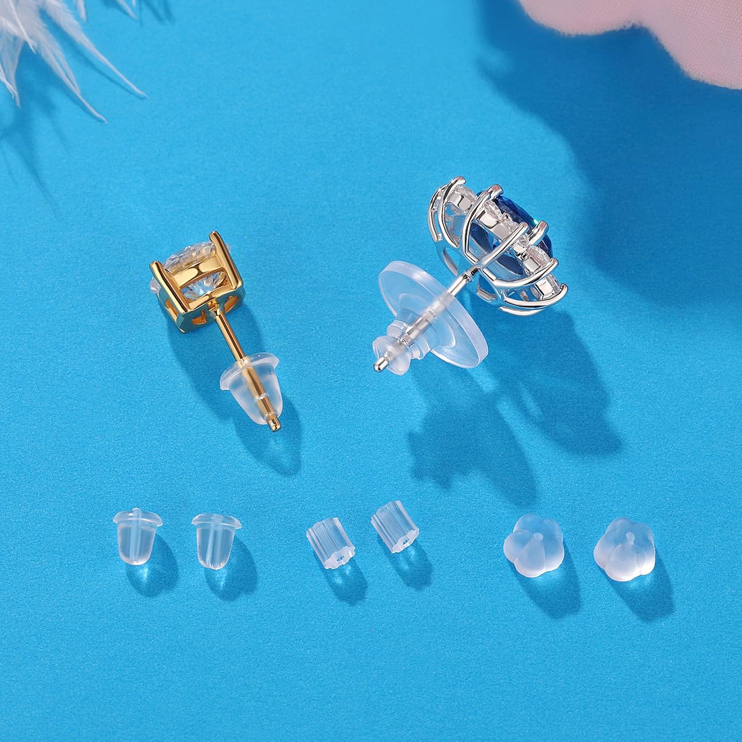 6 Styles Silicone Earring Backs, 600 Clear Soft Hypoallergenic Plastic Rubber Earring Backs Clutch Stoppers Kits for Fish Hook Hoops