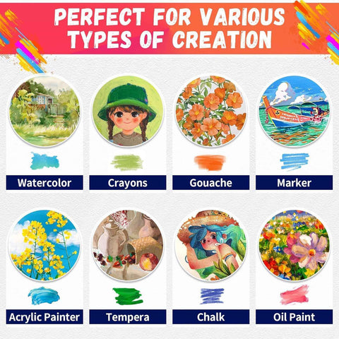 FIXSMITH Stretched Canvas for Painting- 8x10 Inch,Bulk Pack of 8,Primed,100% Cotton,5/8 Inch Profile of Super Value Pack for Acrylics,Oils & Other Painting Media