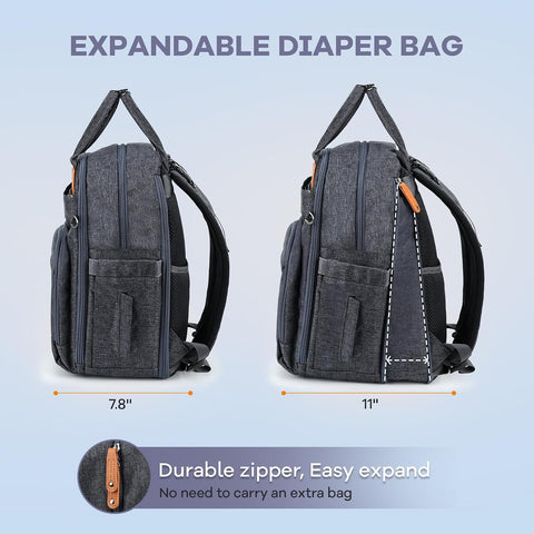 RUVALINO Baby Diaper Bag Backpack with Changing Pad, XL Dark Gray