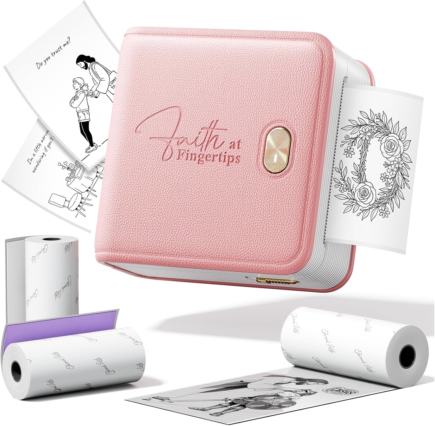 Pink Bible Study Journaling Supplies, Mini Sticker Printer F21 Kit
