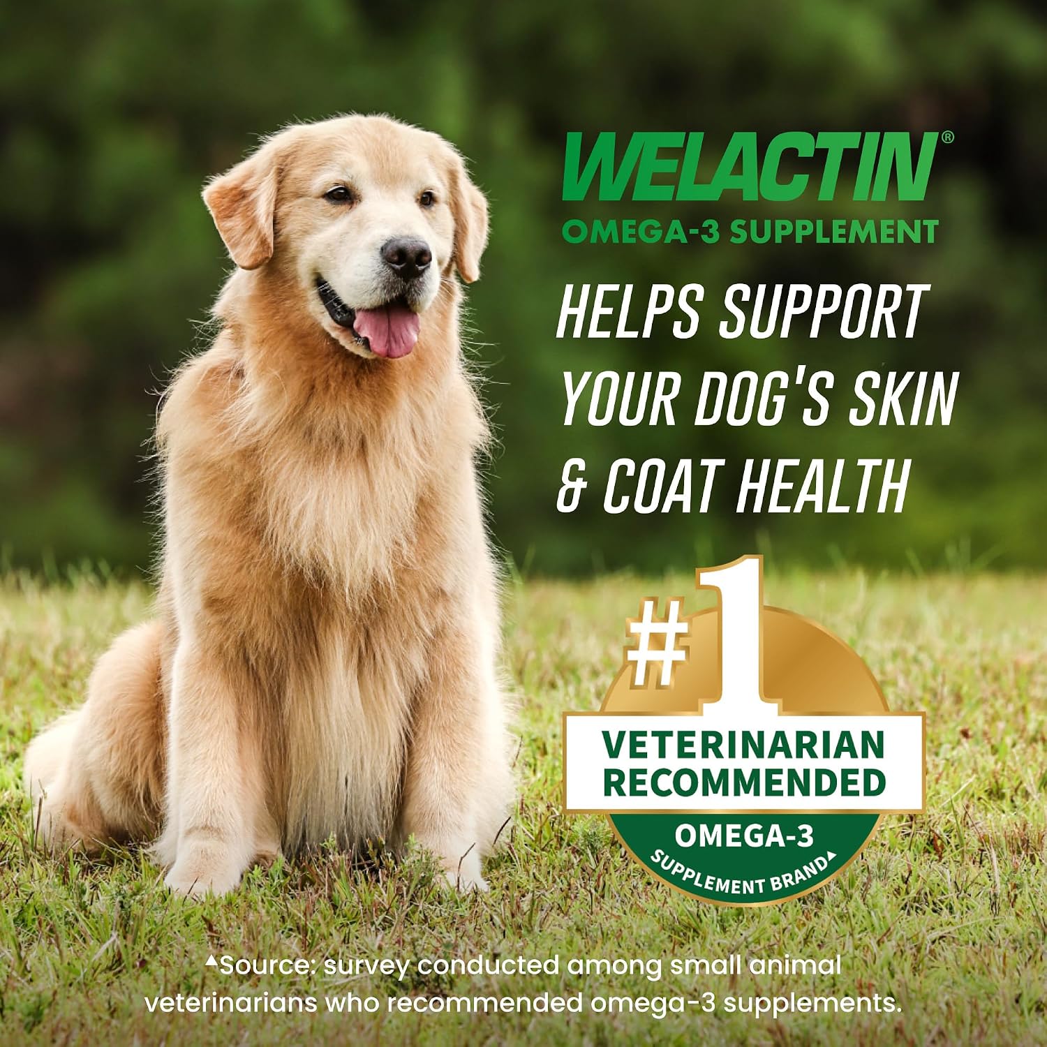 Nutramax Welactin Omega-3 Fish Oil Supplement for Dogs, Softgel Caps, 120ct