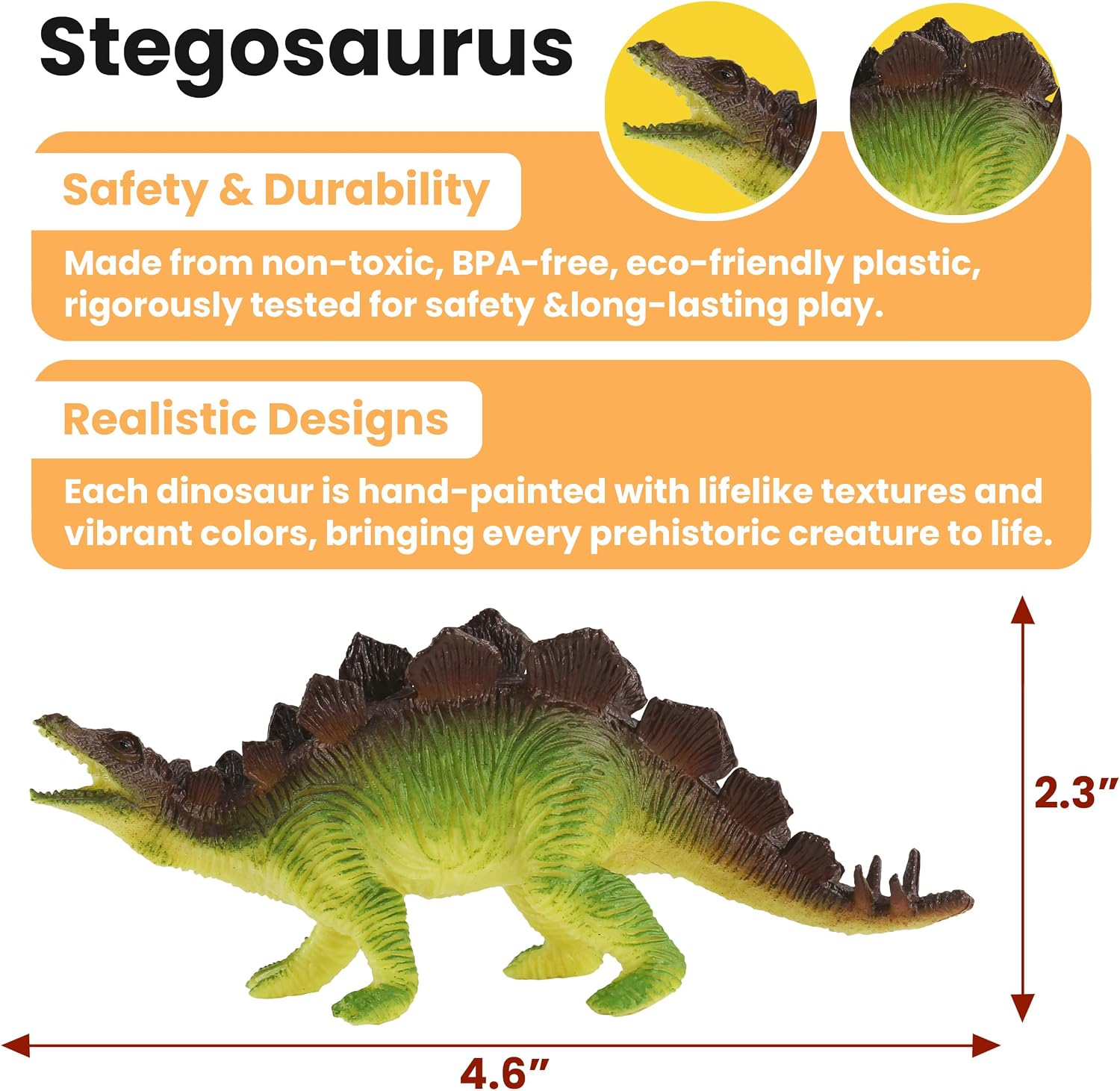 Zippytots Dinosaur Toys for Kids 3-5, 10 PCS Realistic Plastic Dinosaur Figure Toy Set Including T-Rex, Stegosaurus, Spinosaurus, Ideal Gift for Toddle