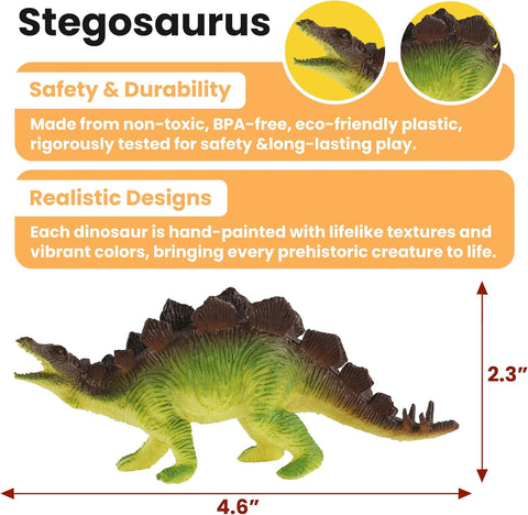Zippytots Dinosaur Toys for Kids 3-5, 10 PCS Realistic Plastic Dinosaur Figure Toy Set Including T-Rex, Stegosaurus, Spinosaurus, Ideal Gift for Toddle