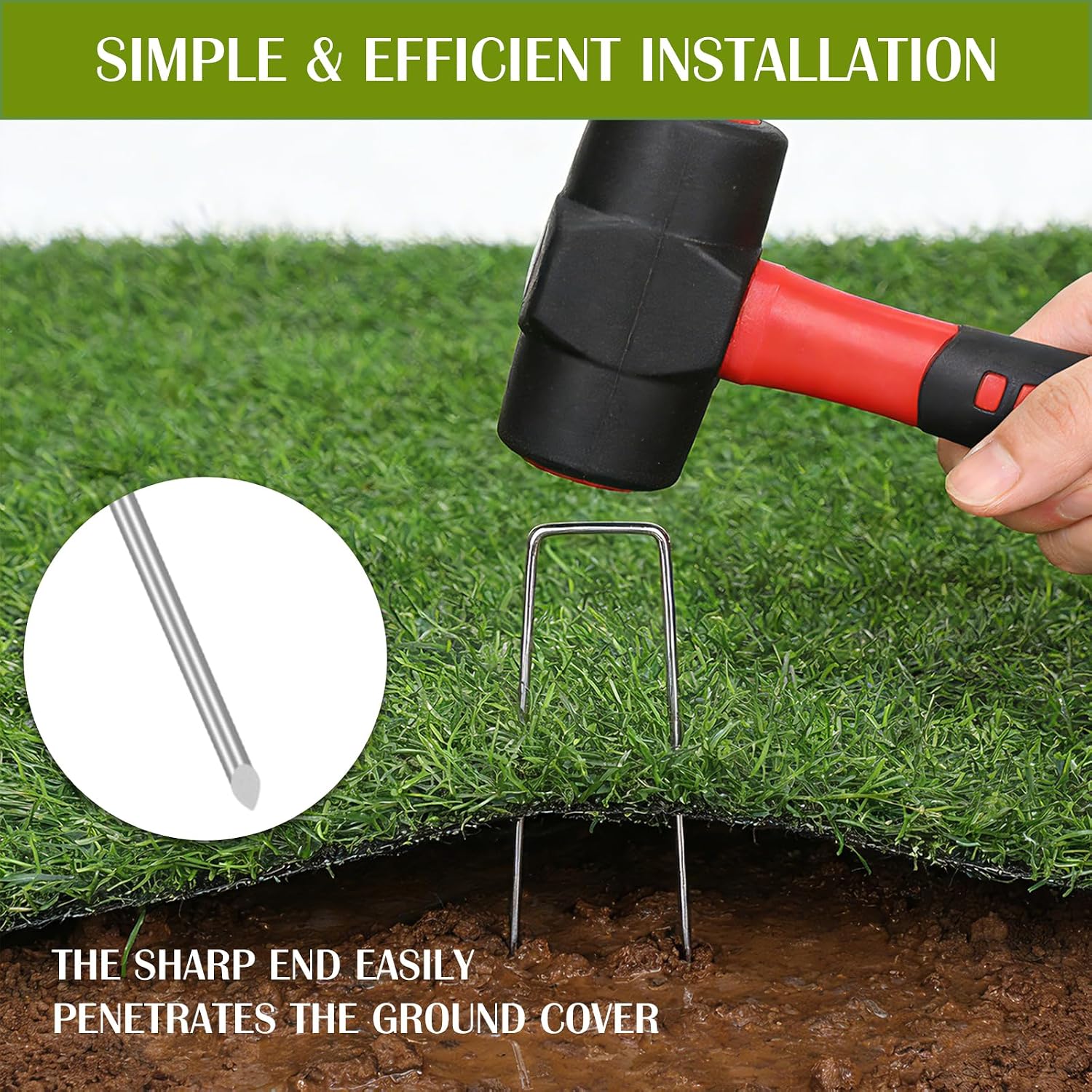 Whonline 75 Pack Landscape Staples 4 Inch, 12 Gauge Garden Stakes