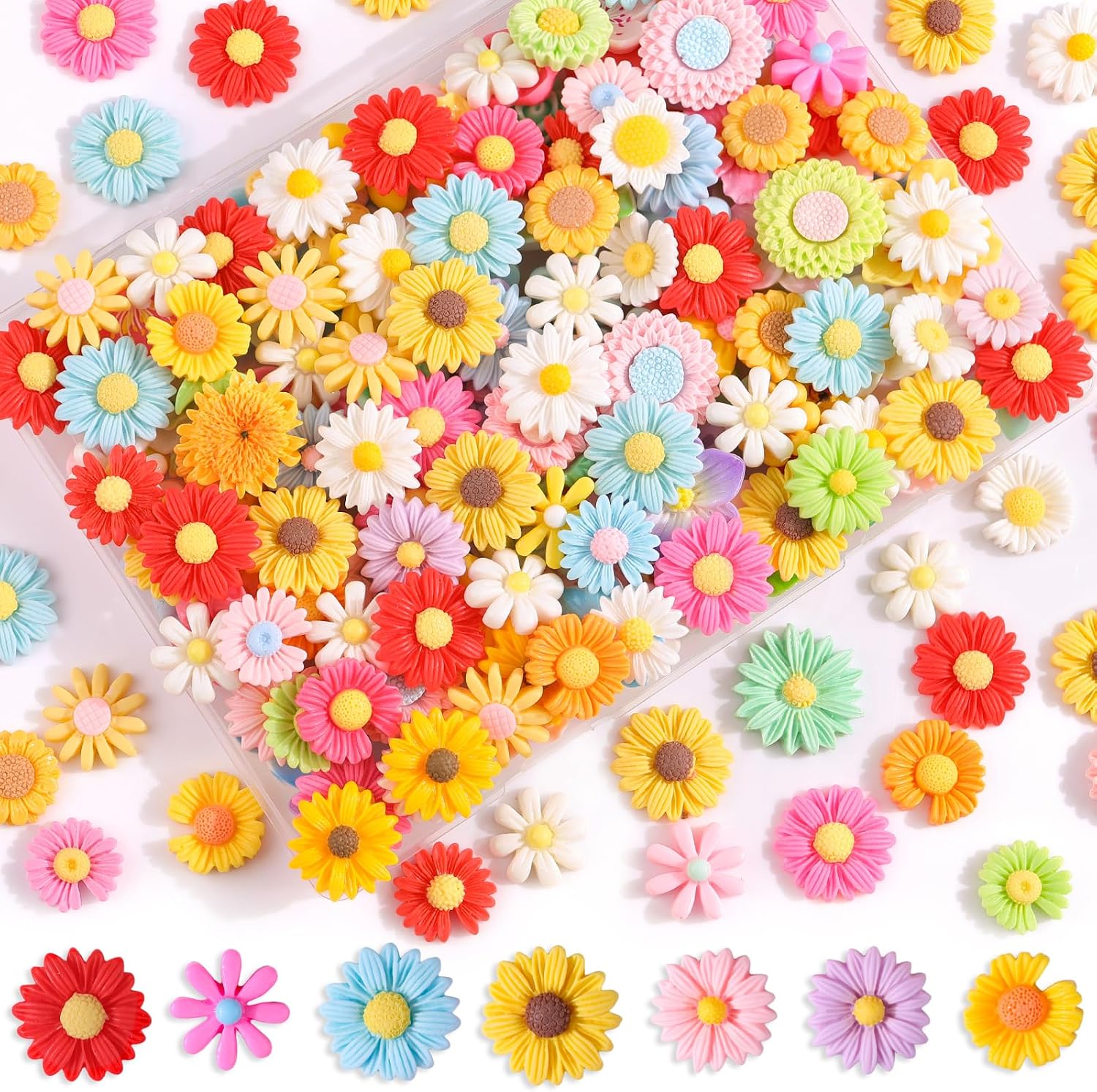 100PCS Flower Slime Charms Decoden Charms Flatback Resin Charms for Crafts