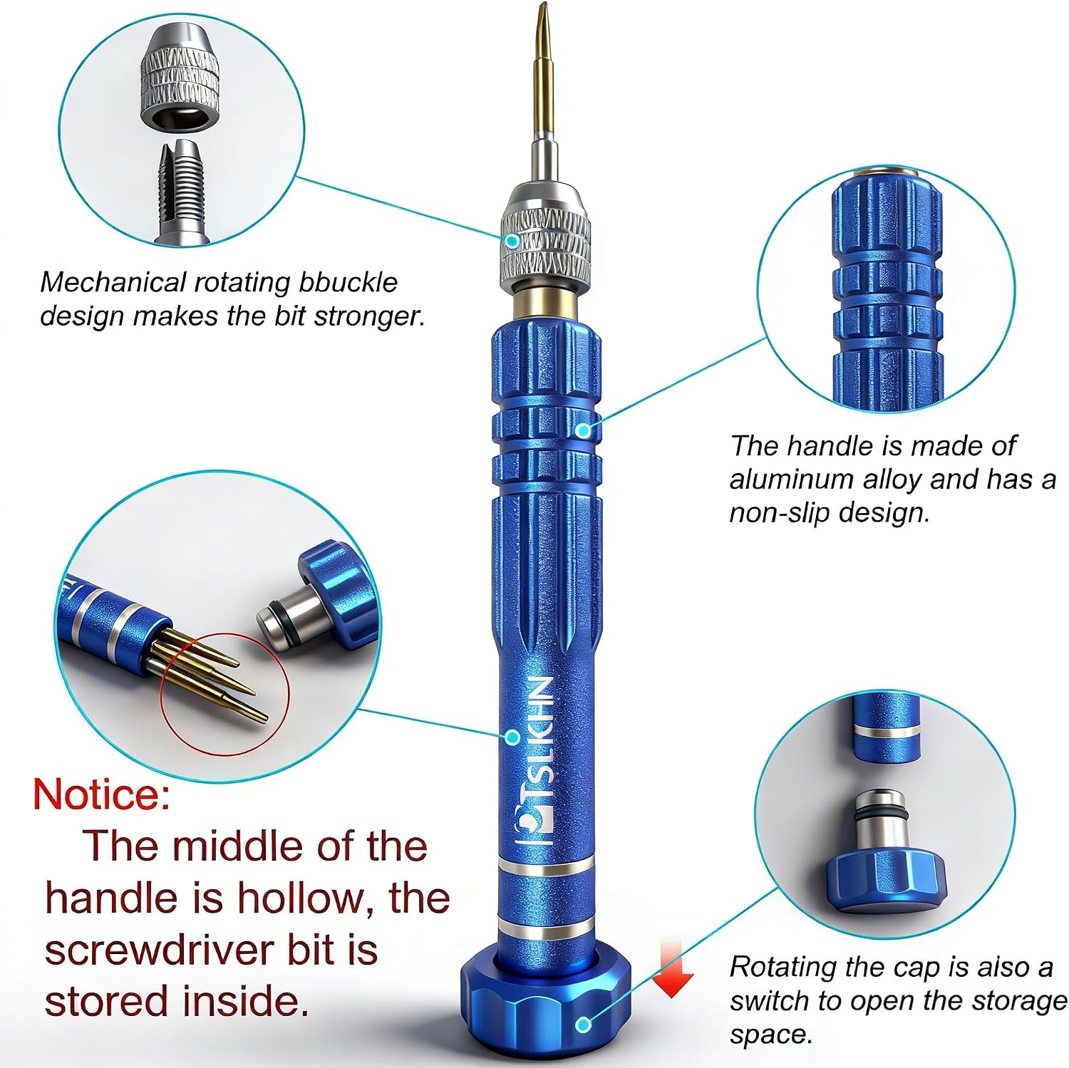 5-in-1 Multifunctional Small Screwdriver, PTSLKHN S2 Steel Magnetic Screwdriver Kit for Eyeglass, Sunglasses, Electronics, Cellphone, Jewelry and More