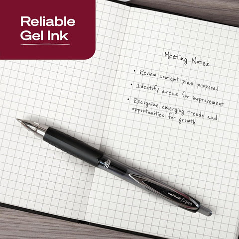 uniball™ 207 Gel Pens, Black Ink, 0.7mm Medium Point, Retractable, 4 Count