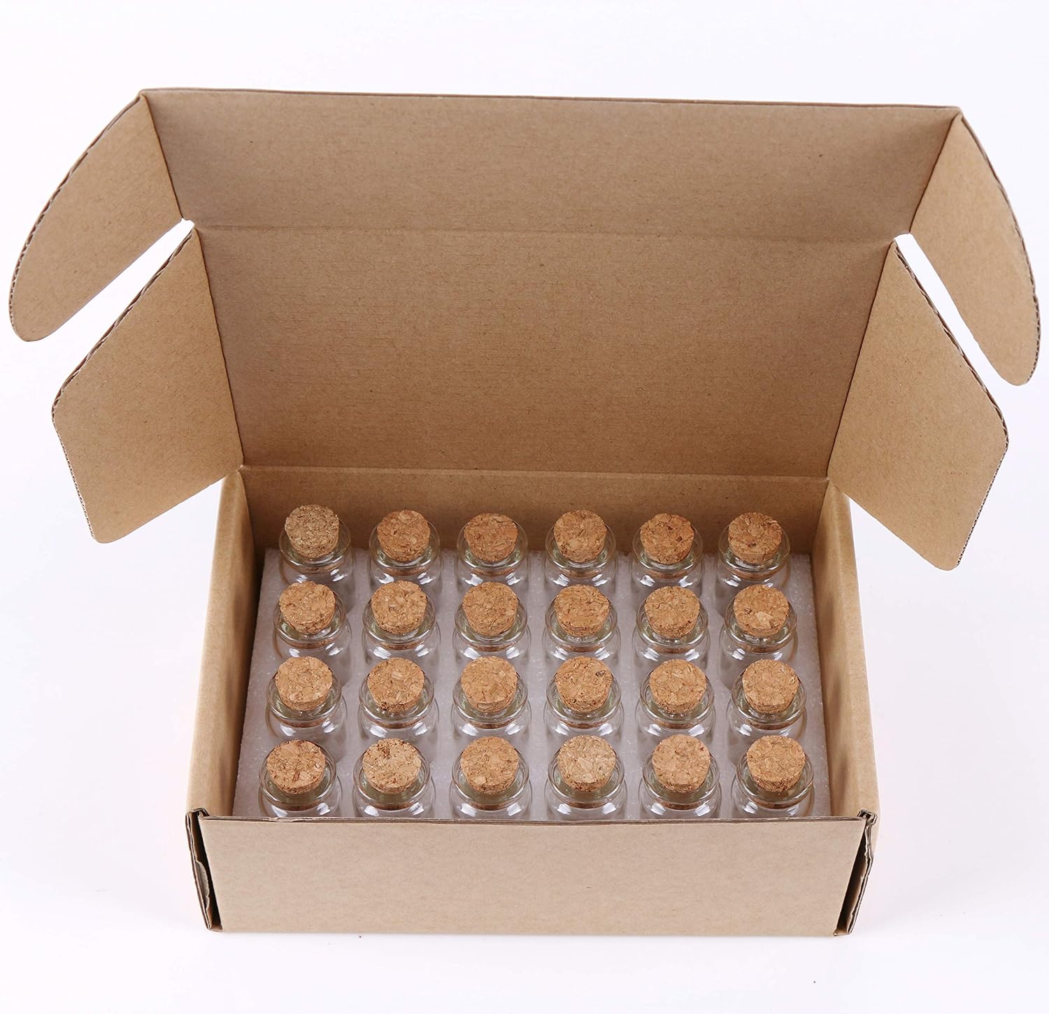 MaxMau 24PCS 10ml Glass Bottles Mini Vials with Cork Stoppers for DIY Decor