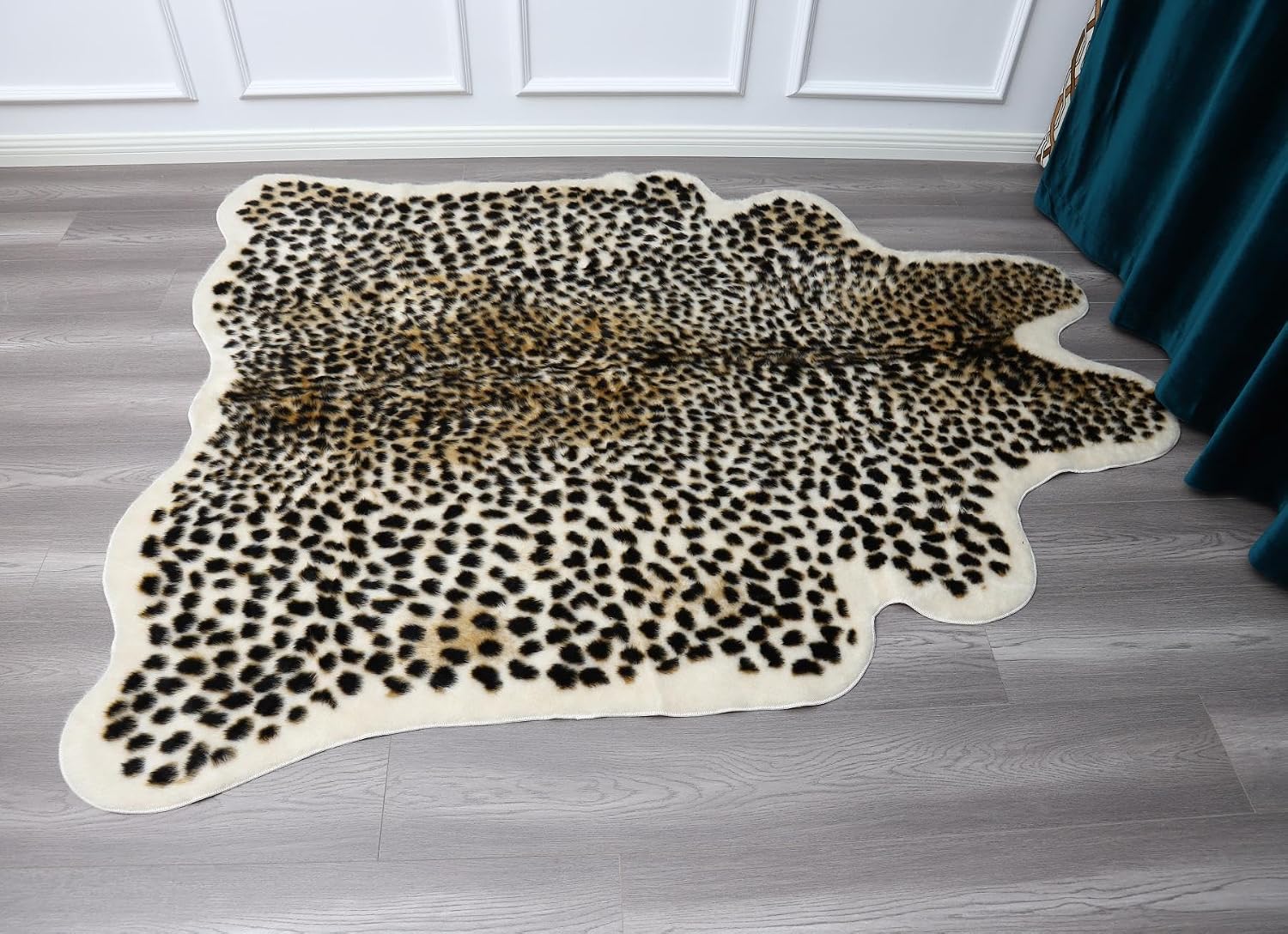 Huichenxing2021FURSTORE Faux Cheetah Area Rug Animals Printed Hide Mats Leopard Faux Hide Area Rug 5.2ft x 6.5ft / 63 x 78.7inch / 160 x 200cm