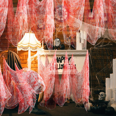 Boao Halloween Bloody Cheesecloth for Craft, 85 x 197 Inch