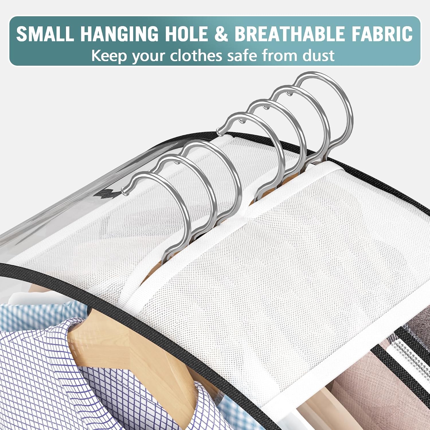 Liuoud Clear Garment Bags for Hanging Clothes 10” Gusseted, 6 Pack, 40”&60”