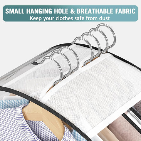 Liuoud Clear Garment Bags for Hanging Clothes 10” Gusseted, 6 Pack, 40”&60”