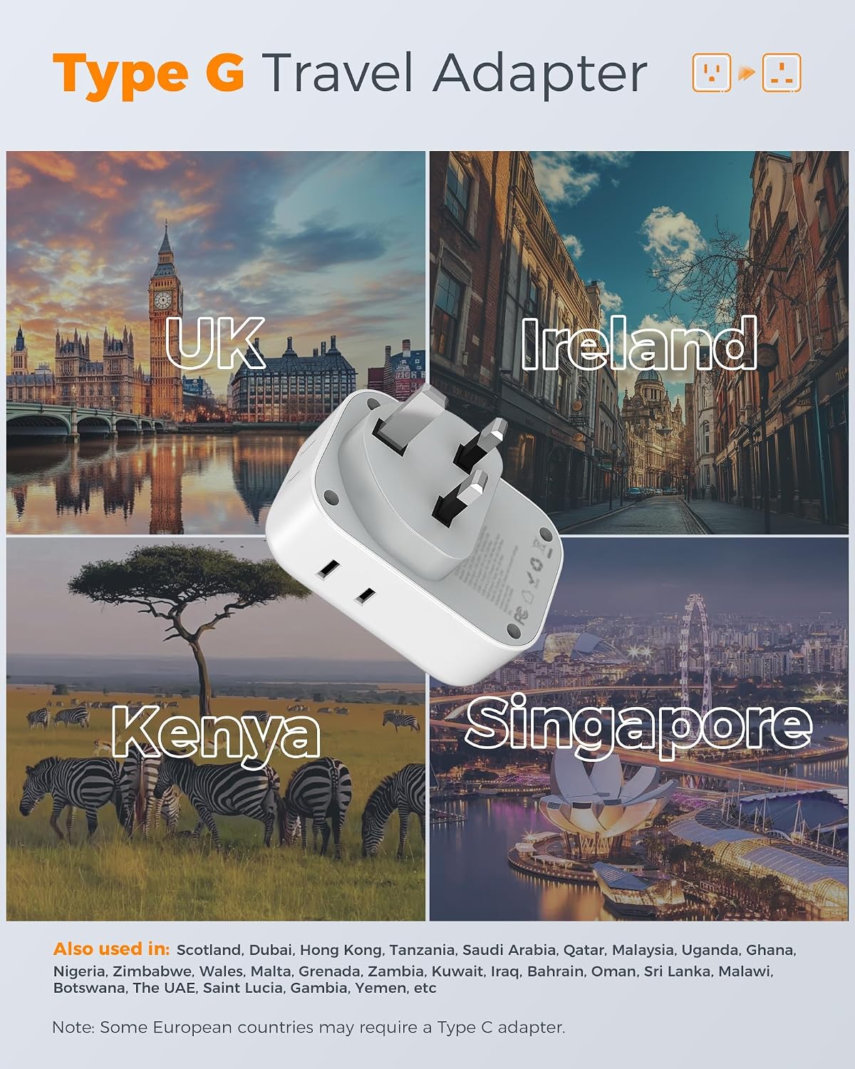 TESSAN UK Travel Adapters PD 20W, 2 Pack Type G
