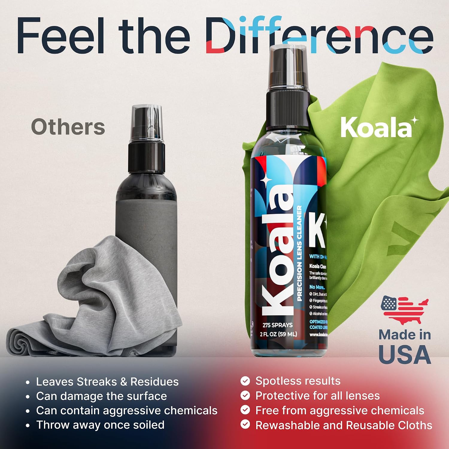 Koala Eyeglass Lens Cleaner Spray Kit | Japanese Microfiber (2 Piece Set)