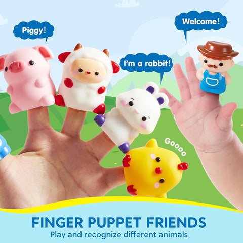 Play-Act Learning Toys for 1 2 3 Years Old, Counting, Matching & Sorting Montessori Learning Farm Train Including 9 Farm Animals, Birthday Gift for Baby Boys Girls