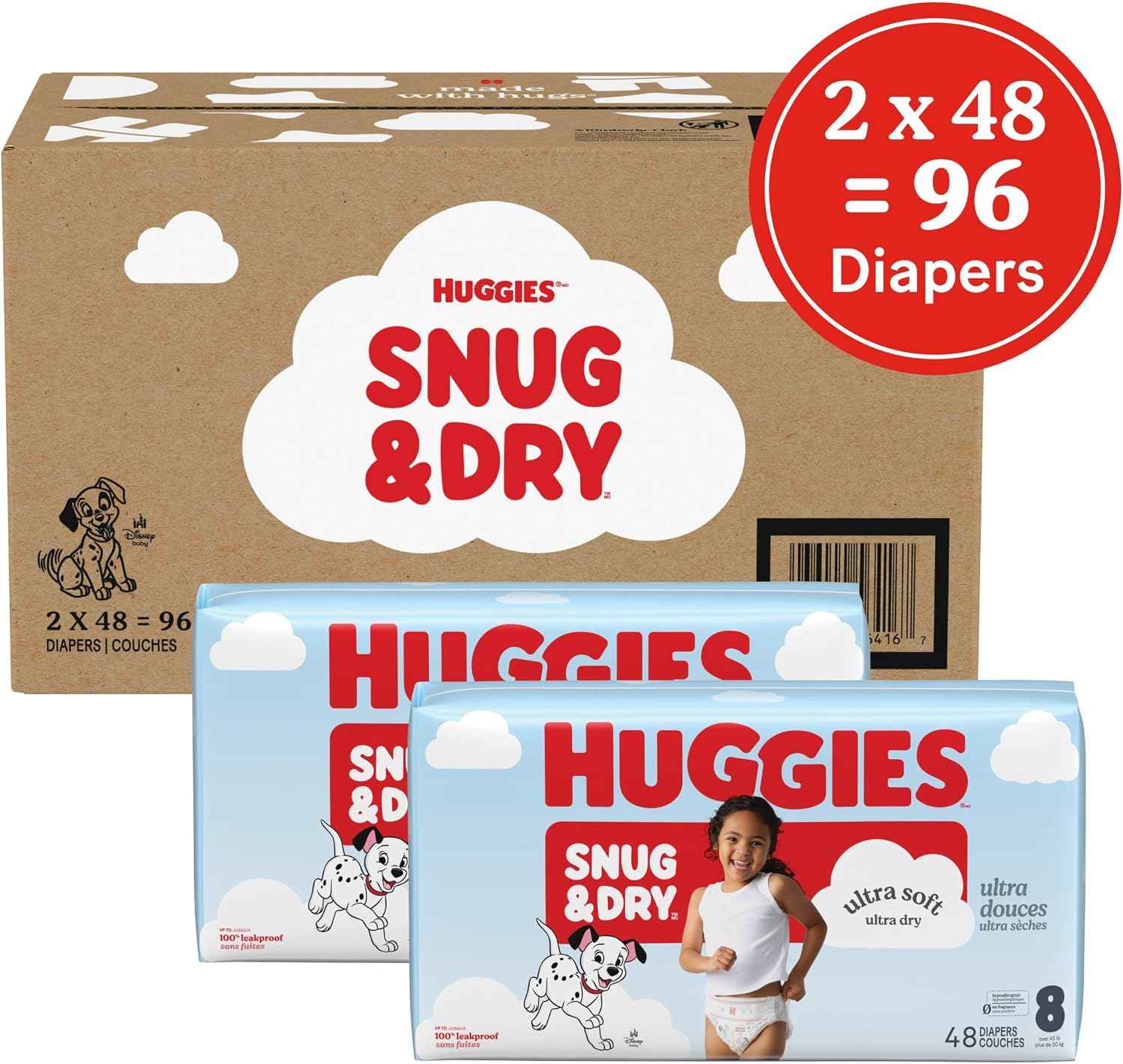 Huggies Snug & Dry Diapers Size 8, 96 Count