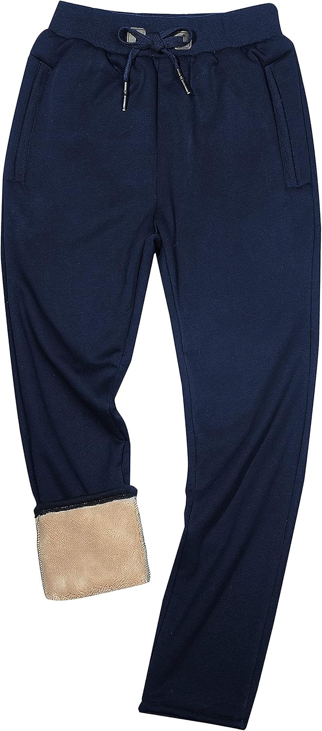 Yeokou Mens Winter Warm Sherpa Lined Active Thermal Jogger Fleece Sweatpants Pant