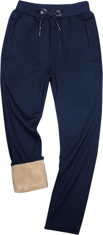 Yeokou Mens Winter Warm Sherpa Lined Active Thermal Jogger Fleece Sweatpants Pant