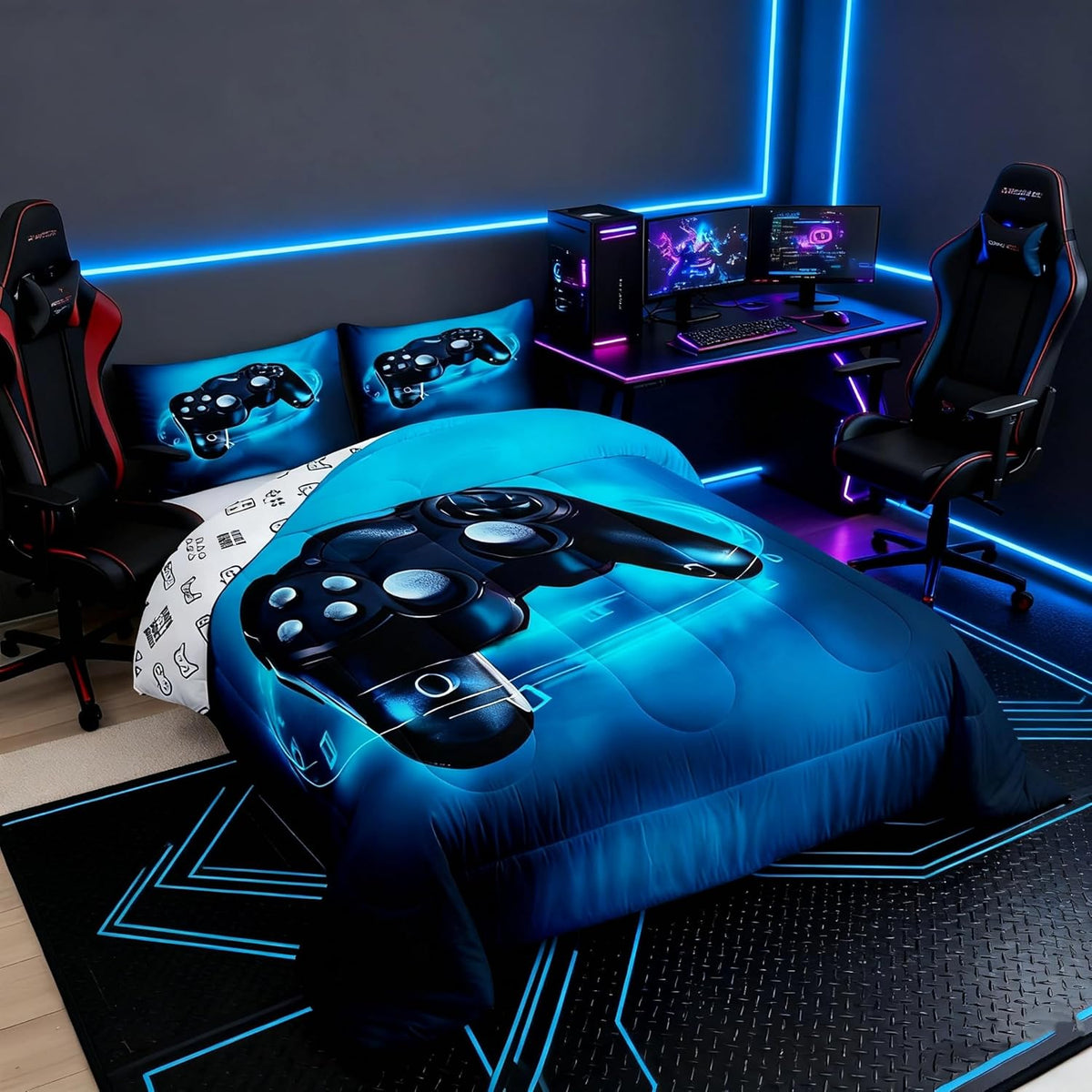 Feelyou Gamer Bedding Set Twin Size for Kids Boys Girls for Boys