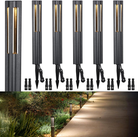 LEONLITE 6-Pack 3W LED Low Voltage Path Lights Aluminum 3000K Black