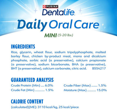 Dentalife Purina Daily Oral Care Dental Dog Treats for Small Dogs, 58 ct