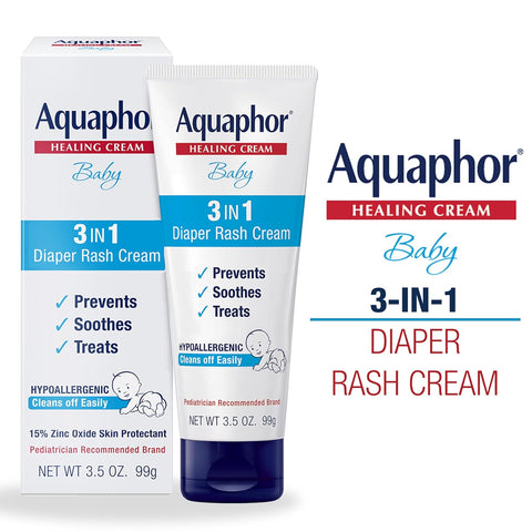 Aquaphor Baby Diaper Rash Cream with Zinc Oxide, Multipack, 3 x 3.5 OZ
