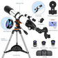 MEEZAA Telescope, Astronomy Telescope for Adults High Powered, 90mm Aperture 800mm Professional Refractor Telescopes for Kids & Beginners, Multi-Coated High Transmission with Phone Adapter Carry Bag