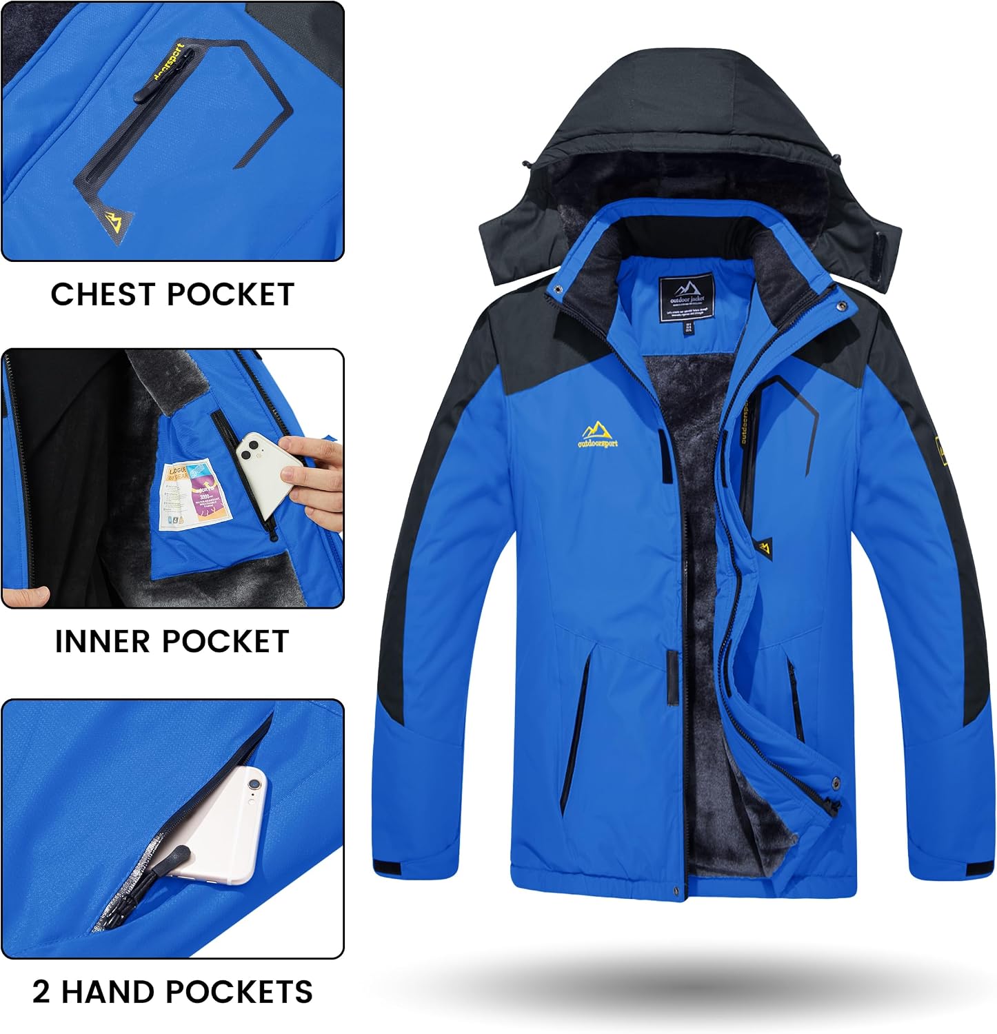 TACVASEN Men's Winter Skiing Jackets Waterproof Thermal Snowboard Coats