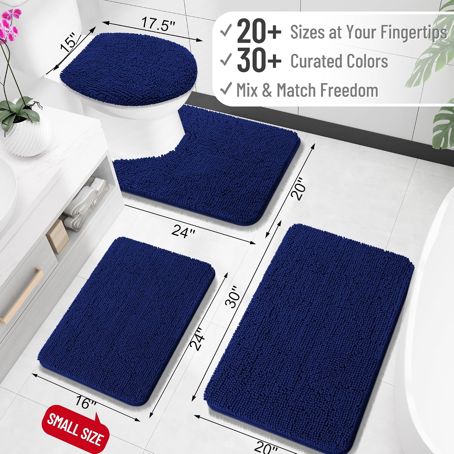 OLANLY Bathroom Rugs 30x20, Extra Soft Absorbent Chenille Bath Rugs