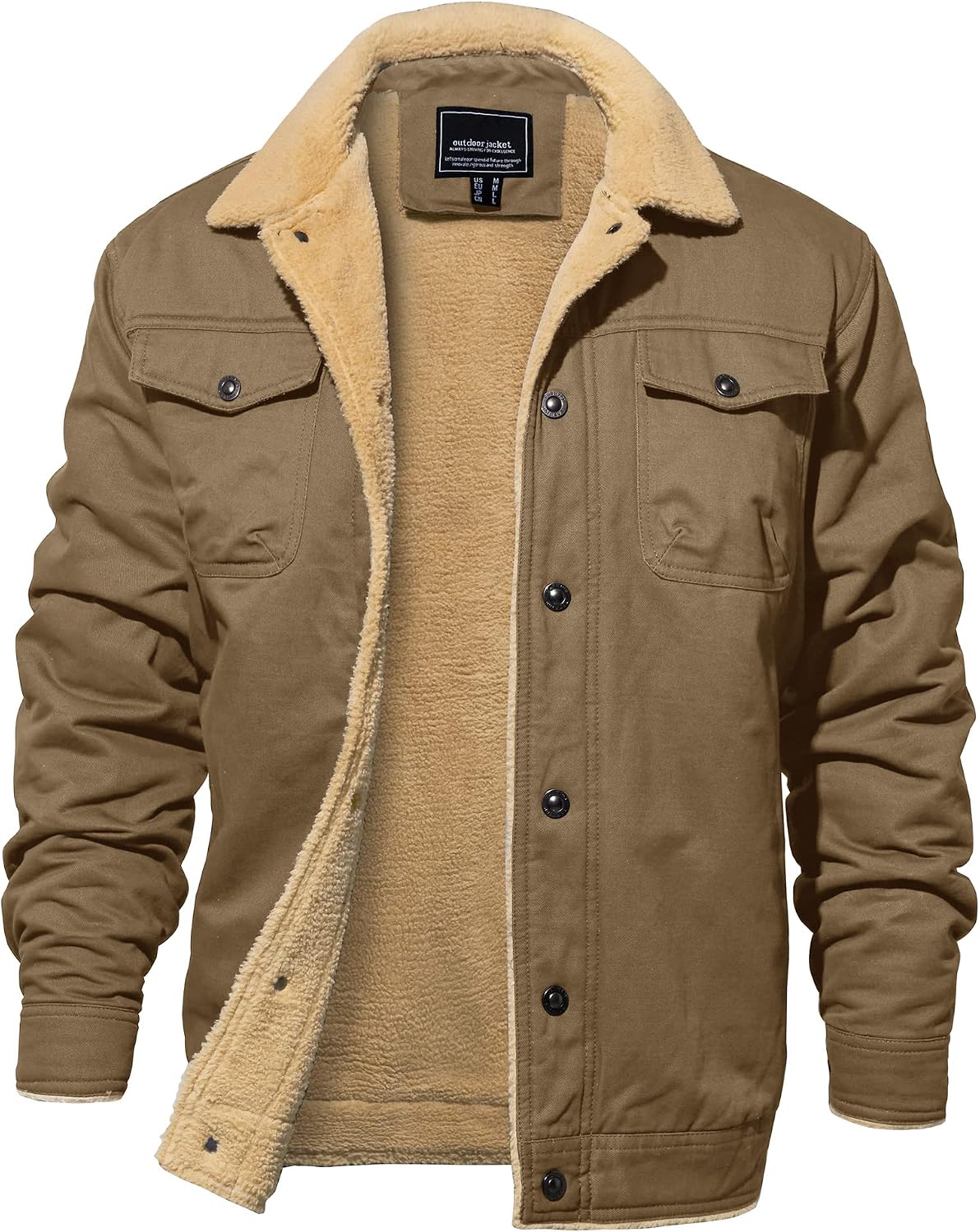 EKLENTSON Mens Winter Fleece Cotton Casual Work Cargo Jacket Pocket