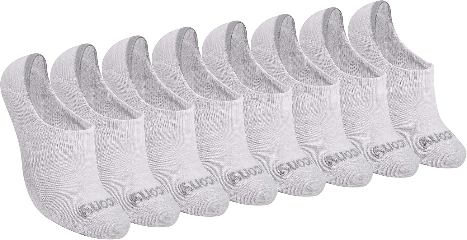 Saucony Women's No Show Cushioned Invisible Liner Socks (8, 16 Pairs)