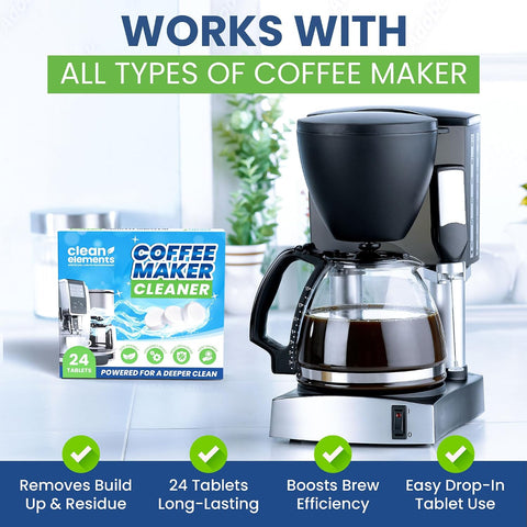 Coffee Maker Cleaner & Descaler Tablets for Coffee Pot & Machine, 24 Ct