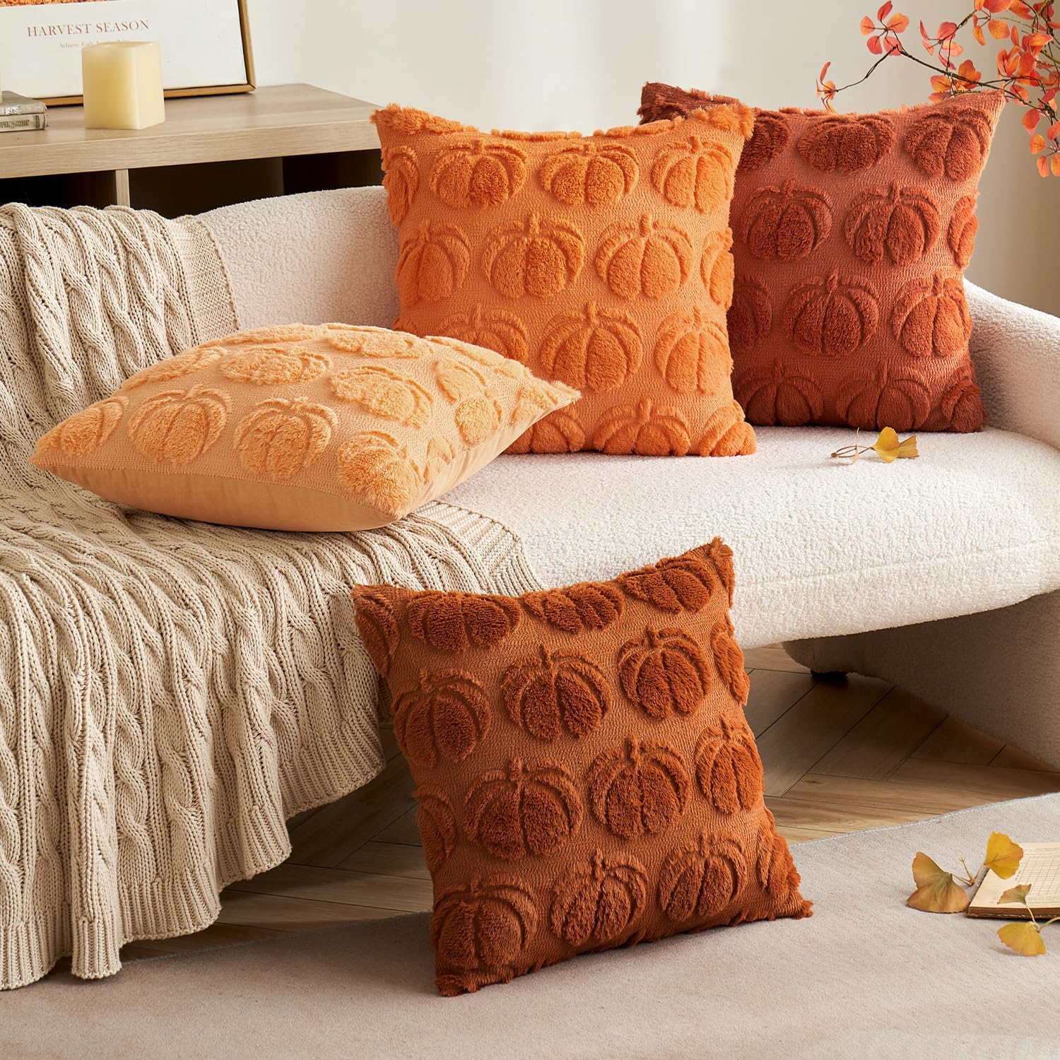 MIULEE Fall Pillow Covers Pumpkin Fall Decor 16x16 Rust