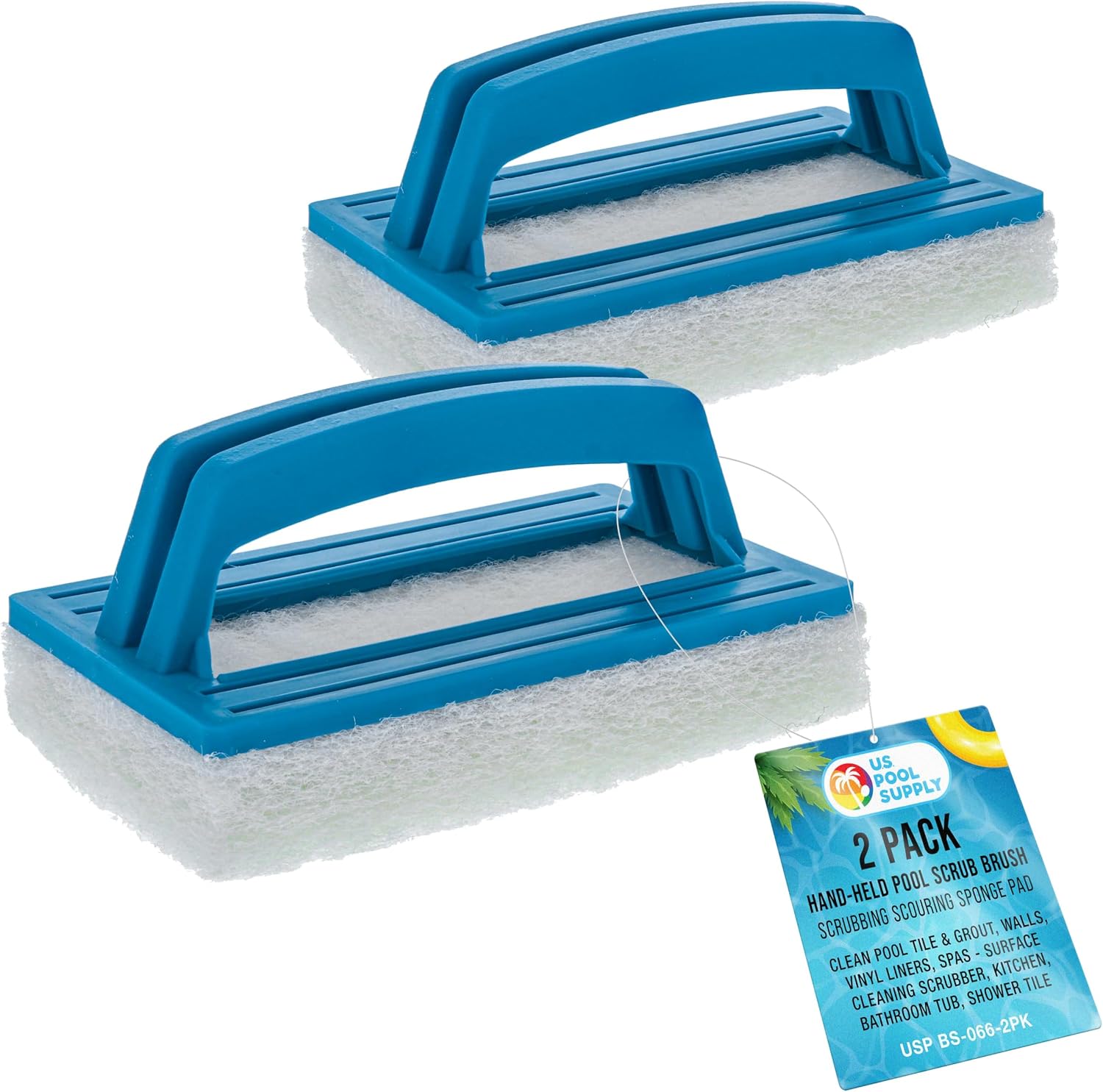 U.S. Pool Supply Hand-Held Pool Scrub Brush Pad 2 Pack, Scrubbing Scouring
