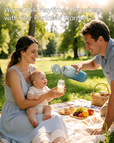 Portable Bottle Warmer for Travel, Baby Milk Warmer with Fast Heating & Long Battery Life, 17 Ounces Large Capacity Bottle Warmer with Long-Lasting Keep Warm Function,Blue