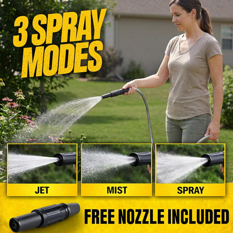 BIONIC STEEL 25 Ft Metal Garden Hose with Sprayer Nozzle