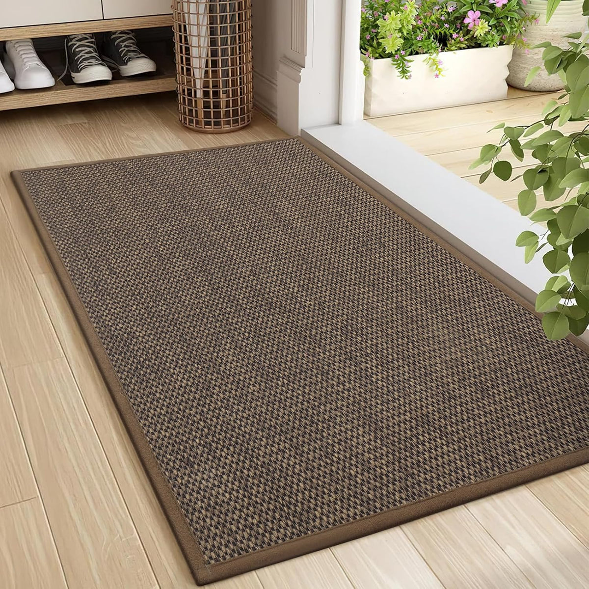 LEKEEPGO Door Mat 24"x36", Non Slip Door Mat Indoor Entrance, Rubber Backing Front Indoor Door mats Washable Absorbent Low-Profile Entryway Entry Resist Dirt Inside Door Mats, Brown
