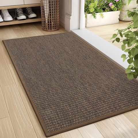 LEKEEPGO Door Mat 24"x36", Non Slip Door Mat Indoor Entrance, Rubber Backing Front Indoor Door mats Washable Absorbent Low-Profile Entryway Entry Resist Dirt Inside Door Mats, Brown