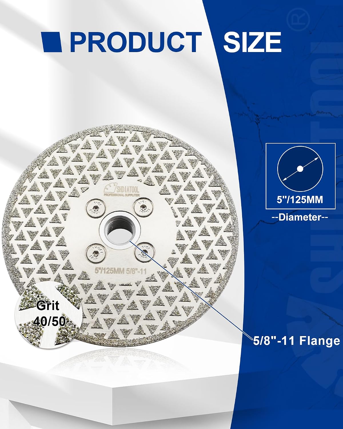 SHDIATOOL 5 Inch Diamond Grinding Disc Cutting Wheel 5/8-11 Arbor for Stone