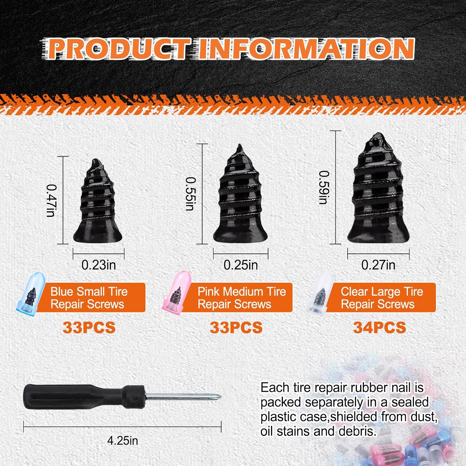 108 Pcs Tire Screw Plug Repair Kit, Tire Repair Screws with Tire Glue